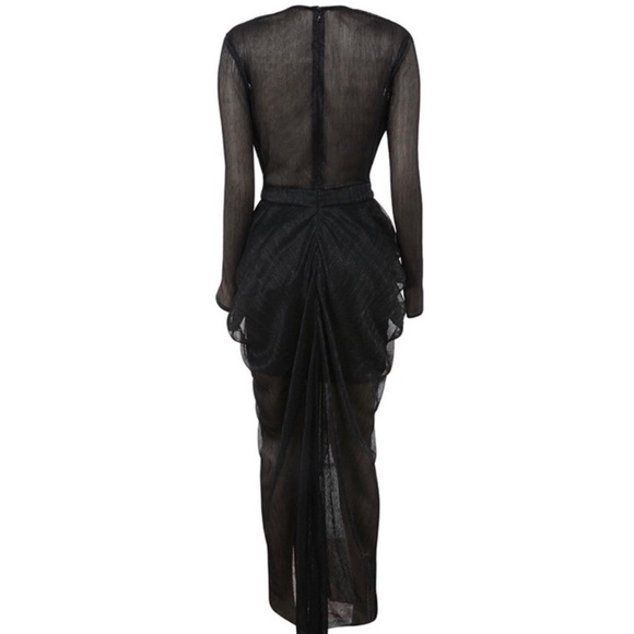 ❌SOLD ❌ House of CB “Blanca” black shimmer sheer chiffon maxi dress. - Picture 4 of 6